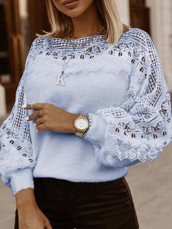 Bellevoga Round Neck Cutout Sweater