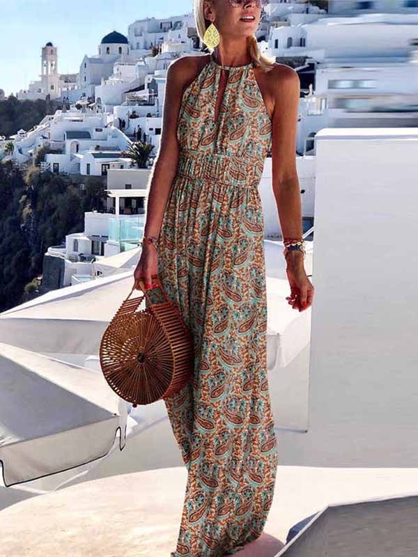 Bellevoga Sexy Printed Maxi Dress