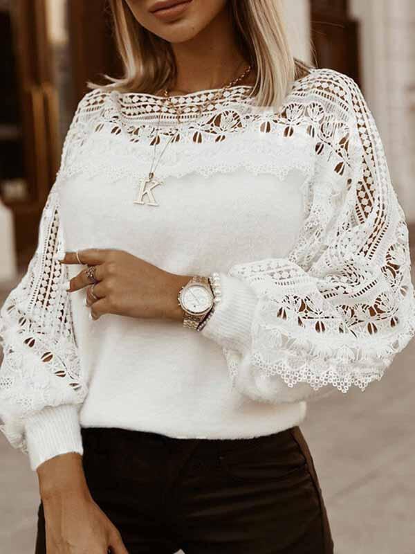 Bellevoga Round Neck Cutout Sweater