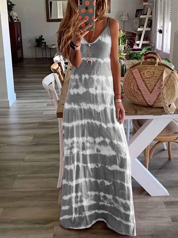 Bellevoga Tie-dye Print Maxi Dress