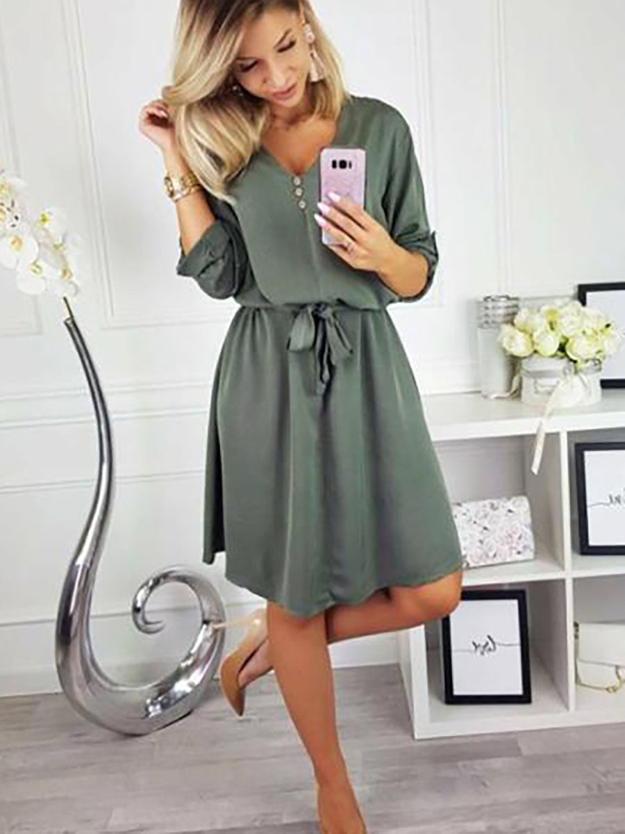 Bellevoga V Neck Dress With Belt