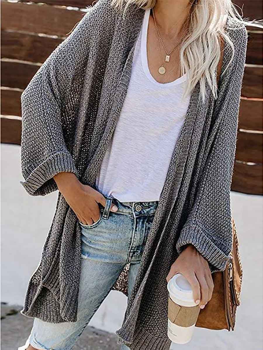 Bellevoga Solid Color Knitted Cardigan(10 colors)