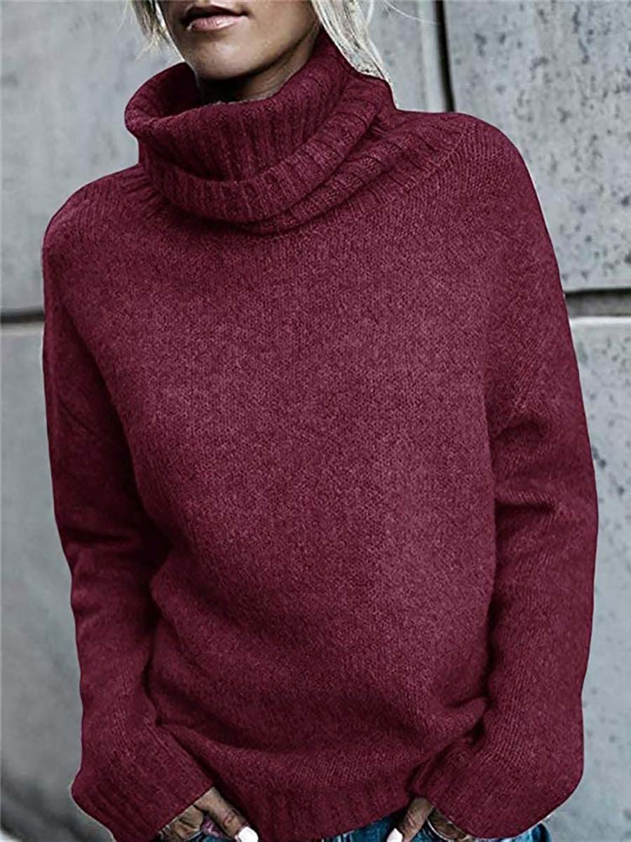 Bellevoga Solid Color Turtleneck Long Sleeve Sweater(6 colors)