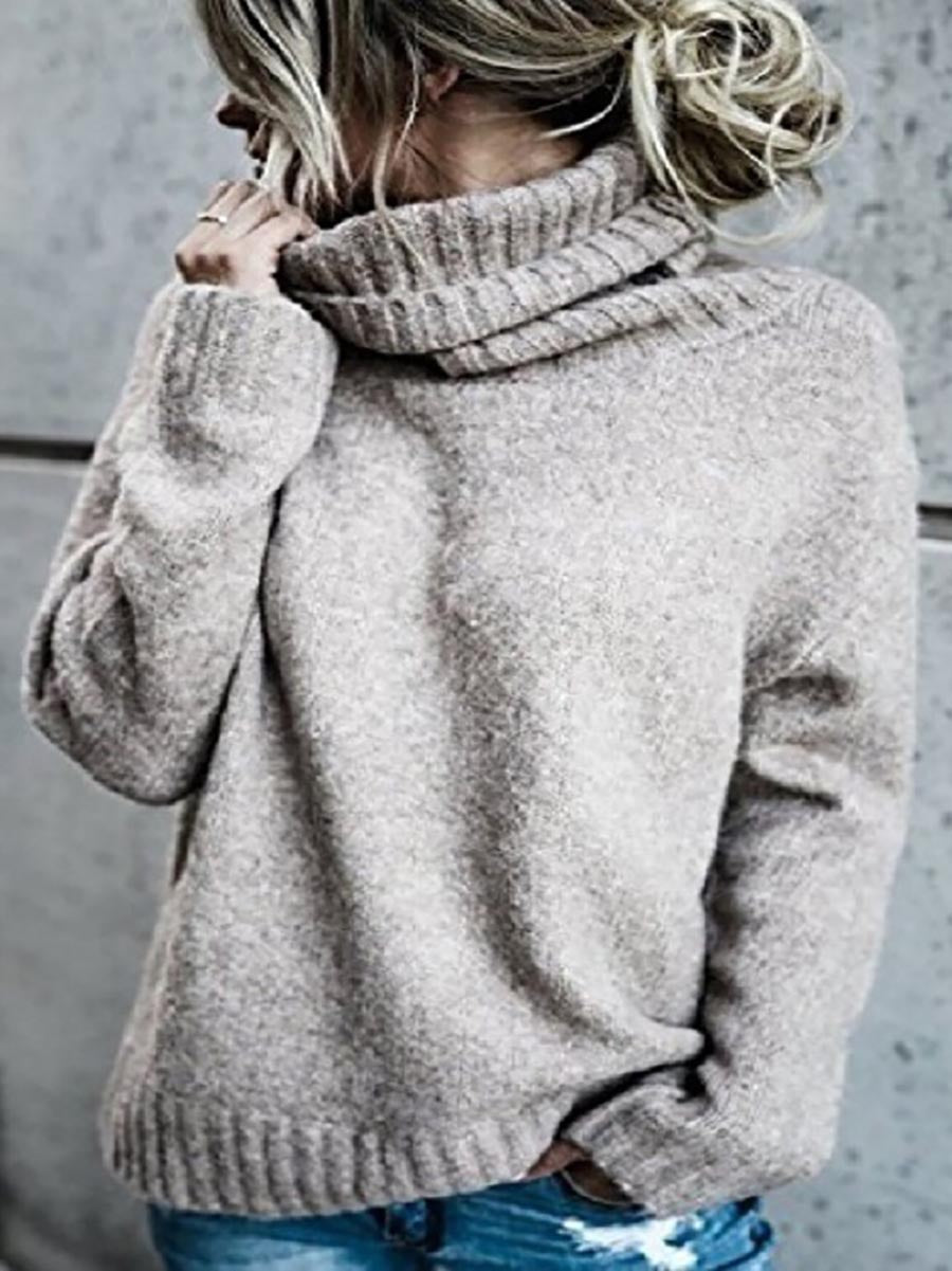 Bellevoga Solid Color Turtleneck Long Sleeve Sweater(6 colors)