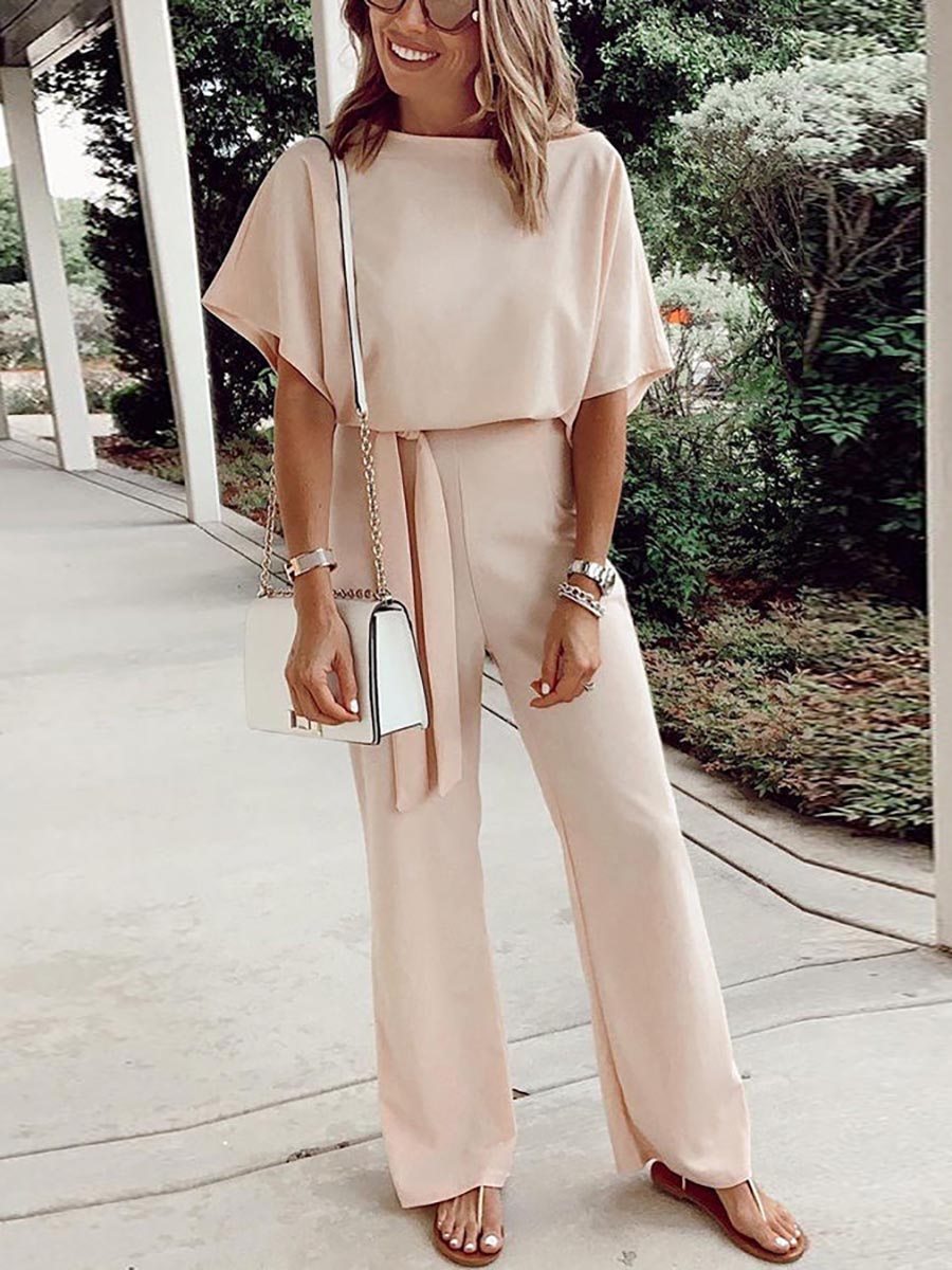 Bellevoga Spring Scene Tie Loose Jumpsuit