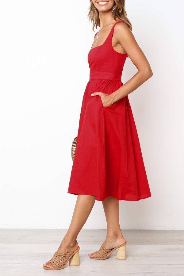 Bellevoga Sleeveless Solid Color Regular Fit Casual Wear Dress