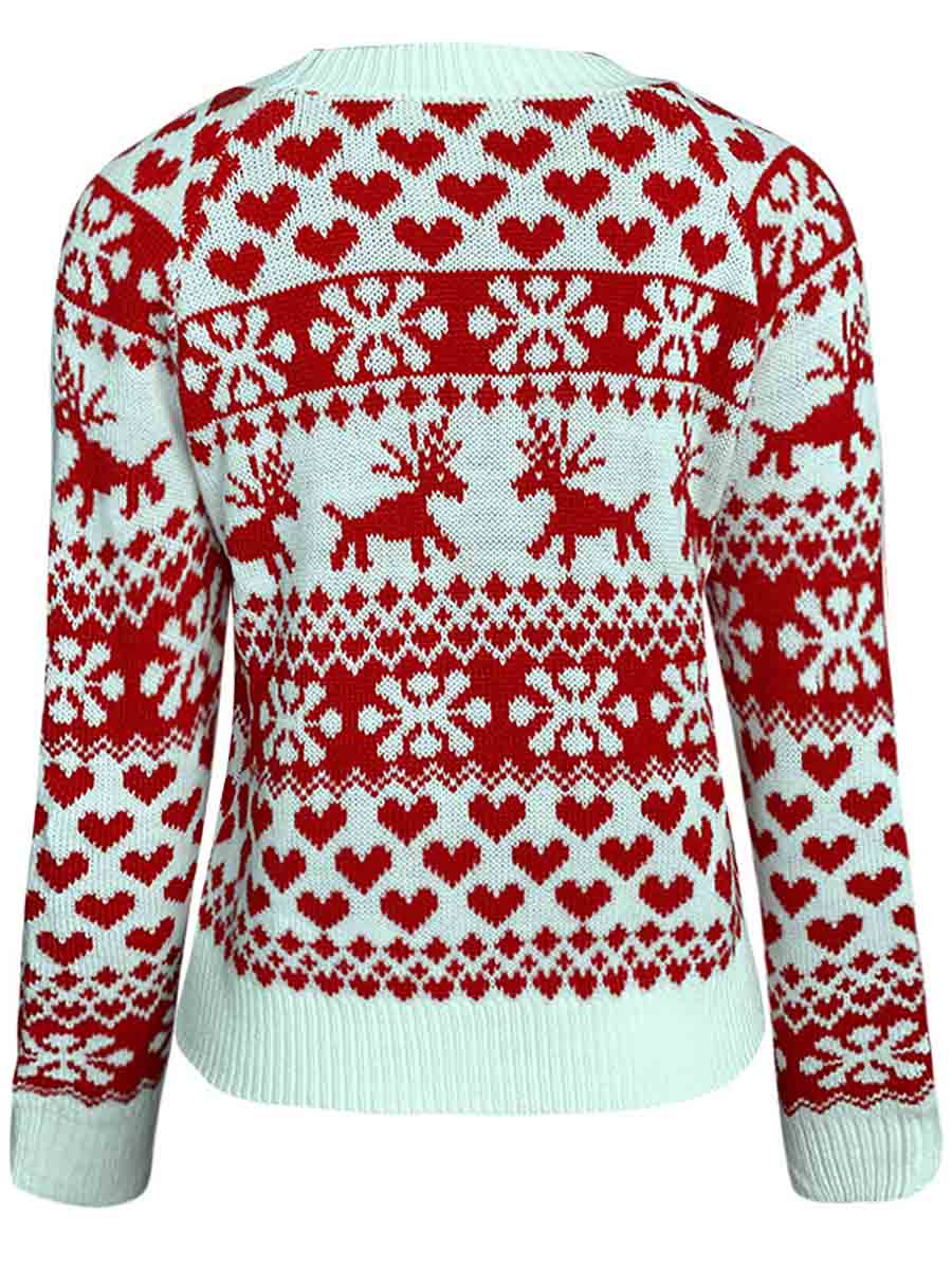 Bellevoga Snowflake Moose Christmas Sweater