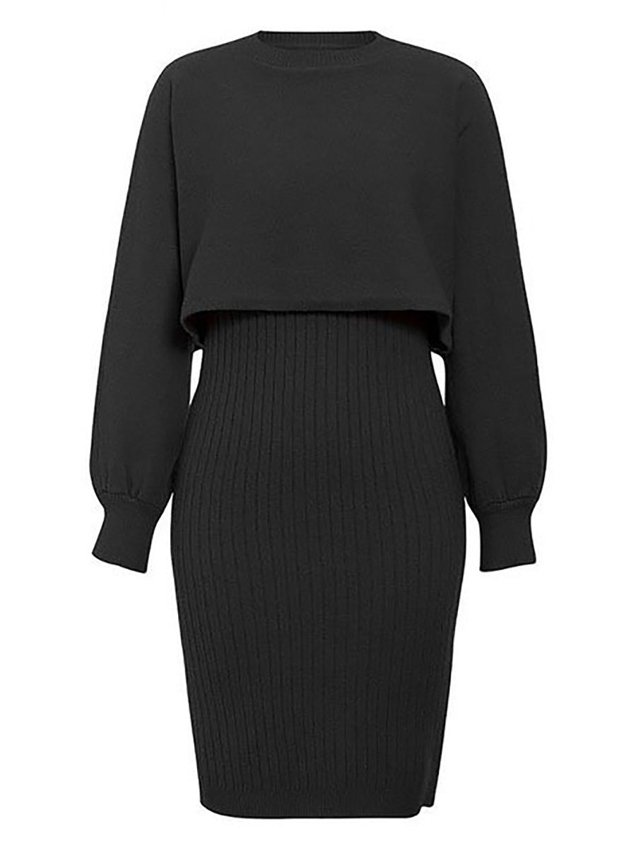 Bellevoga Full Of Surprises Ribbed Knit Midi Dress