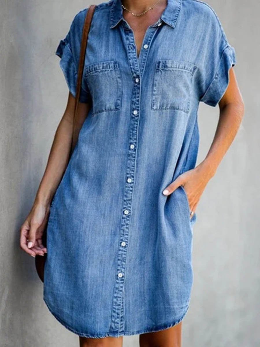 Bellevoga Button Denim Dress