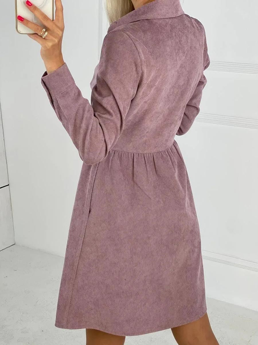 Bellevoga Single-Breasted Long-Sleeved Dress(4 colors)