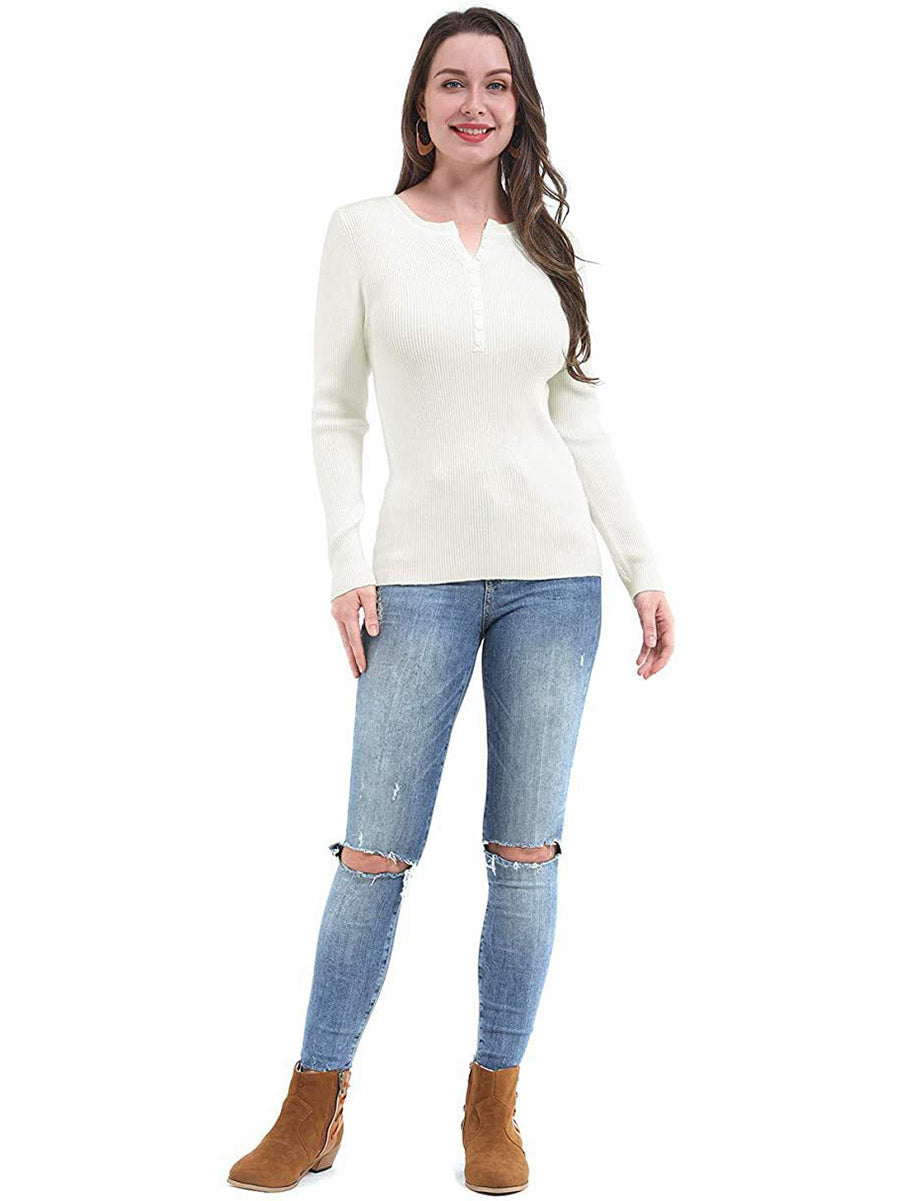 Bellevoga Button Slim Sexy Long-Sleeved T-Shirt(6 colors)