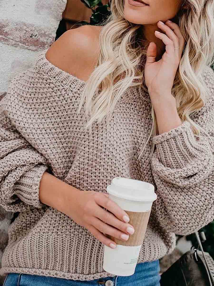 Bellevoga Loose Knit V-neck Sweater