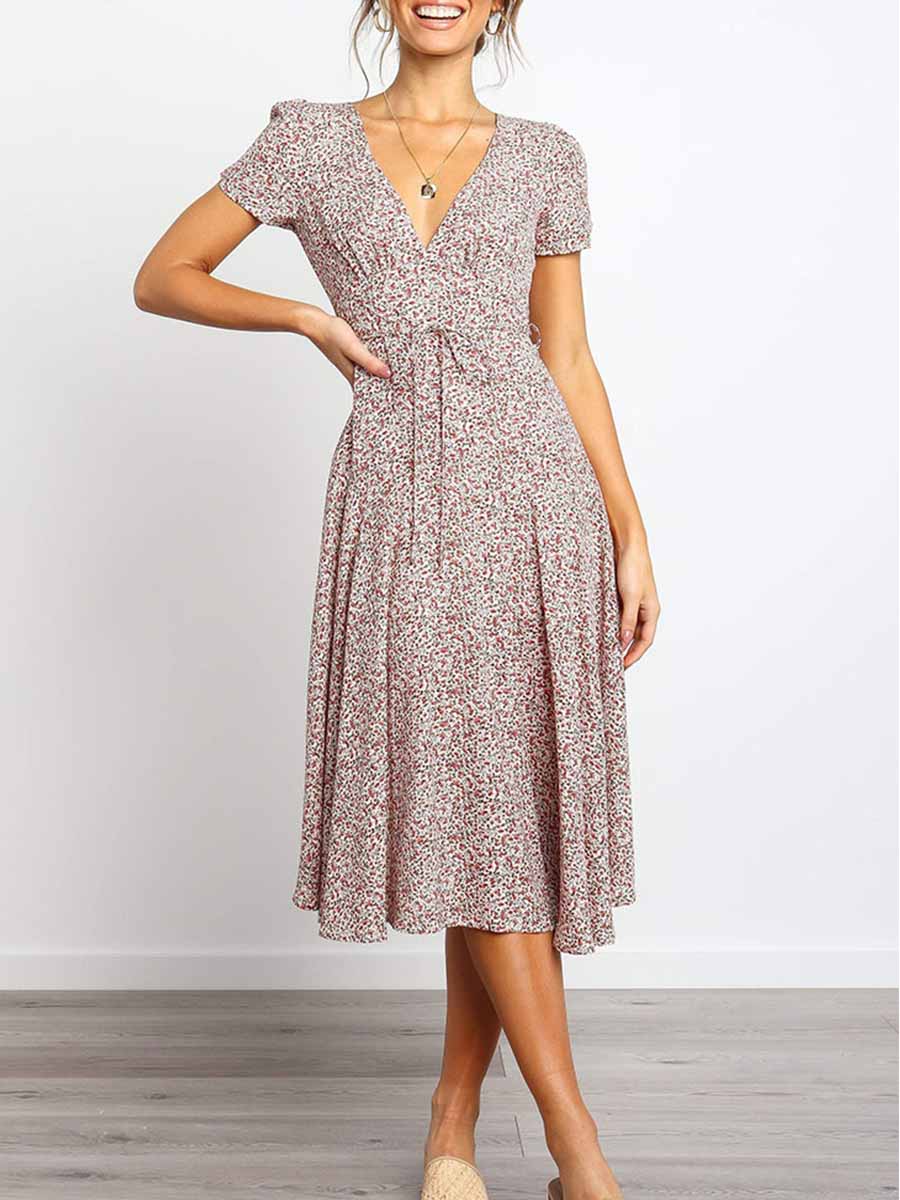 Bellevoga Print Dot Belt Dress