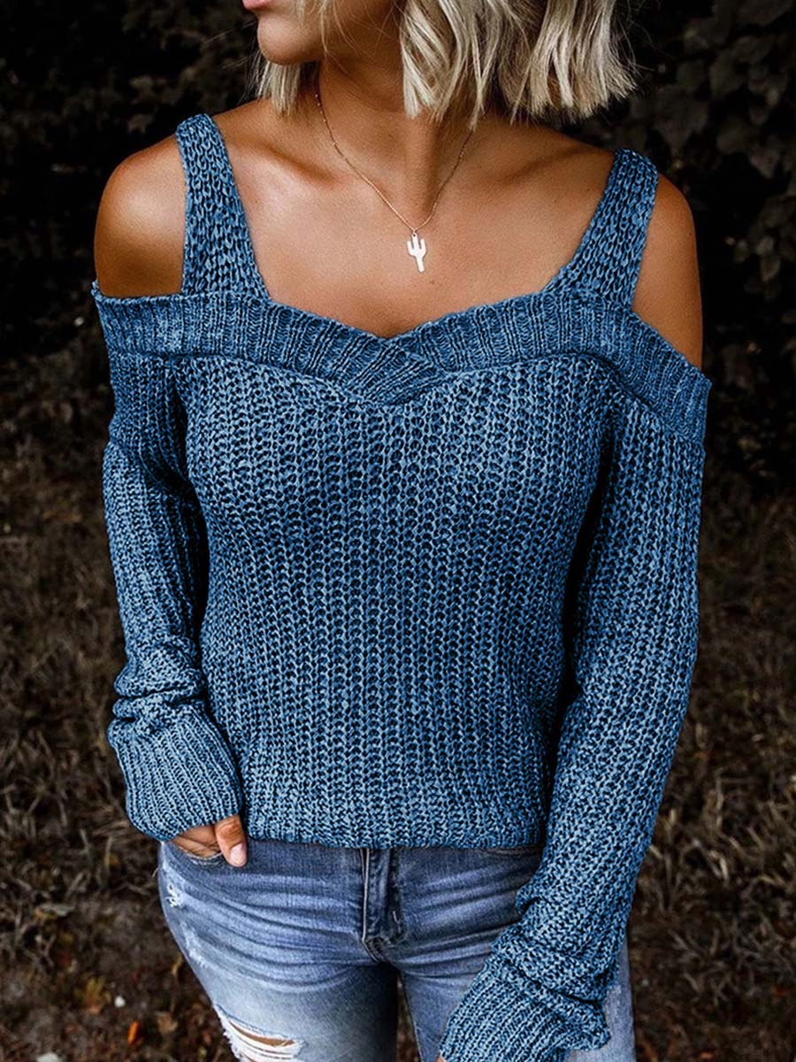 Bellevoga off-Shoulder Knitted Sweater