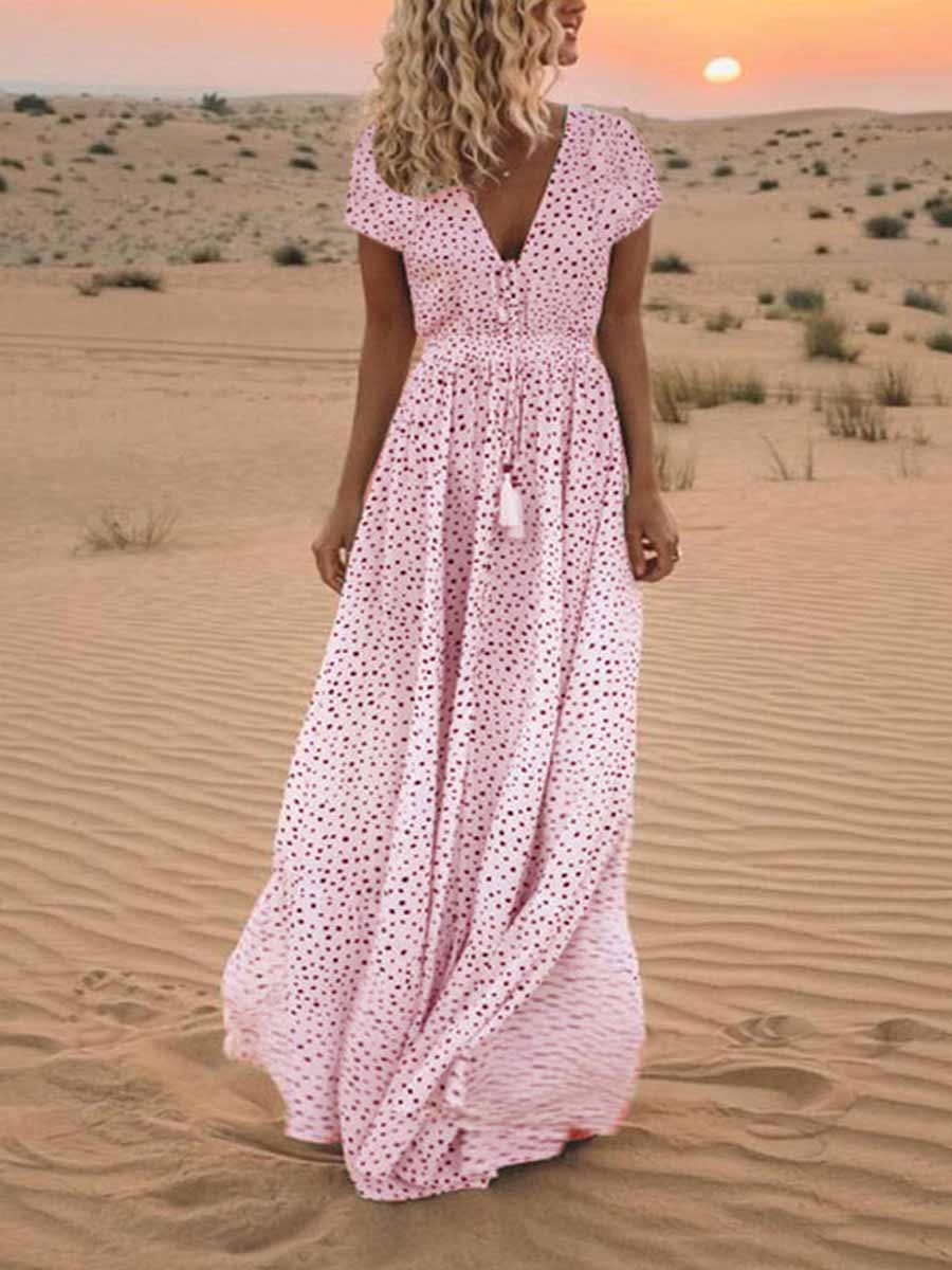 Bellevoga Polka Dot Bohemian Dress