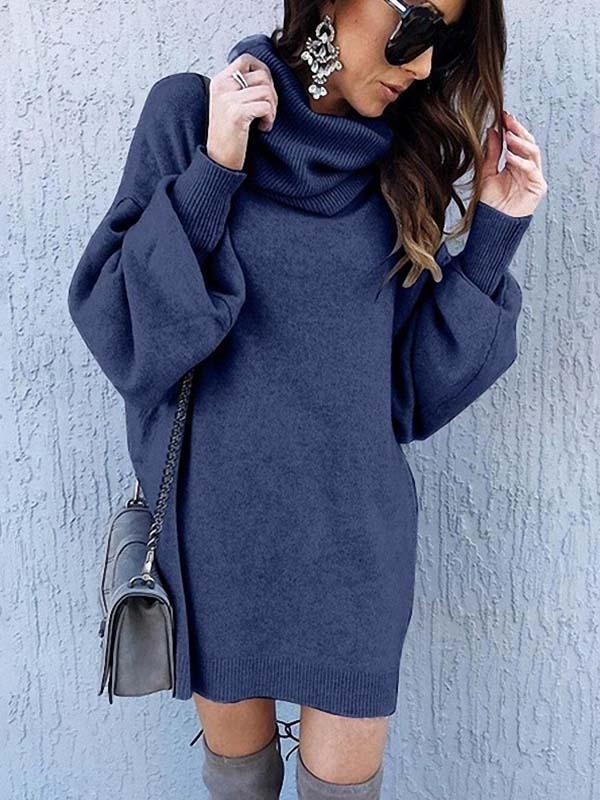 Bellevoga Loose-Fit Turtleneck Dress