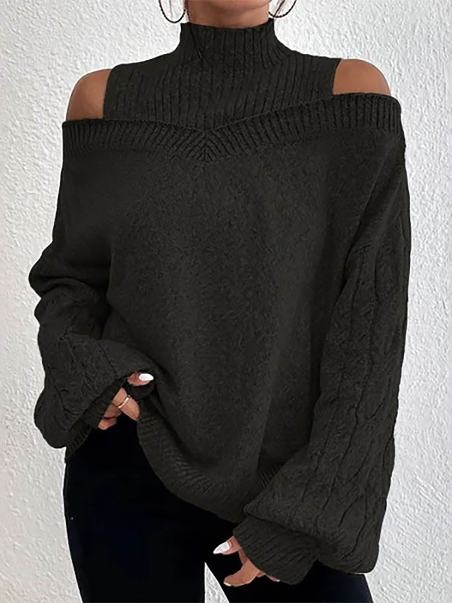 Bellevoga Drop Shoulder Lantern Sleeve Sweater