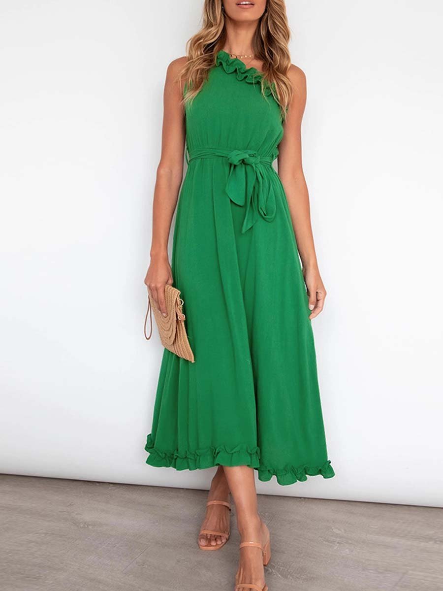 Bellevoga Ruffle One-Shoulder Dress