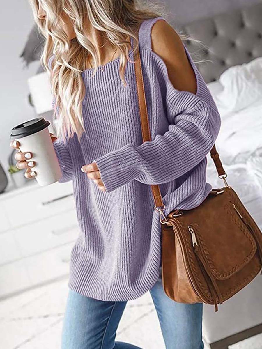 Bellevoga Cold Shoulder Knit Sweater