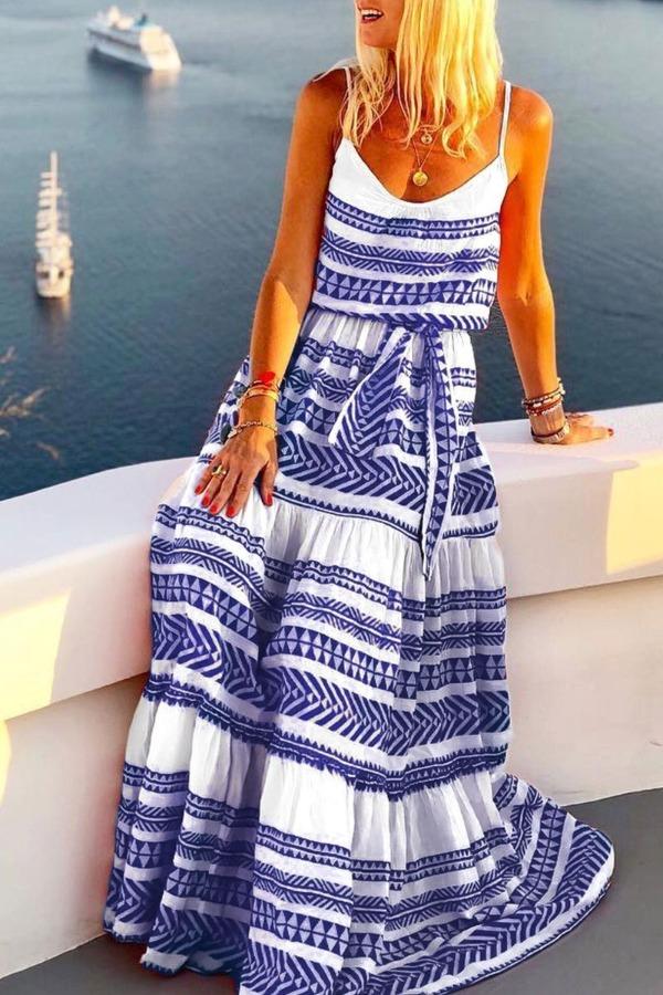 Bellevoga Geometric Printed Maxi Dress (2 Colors)