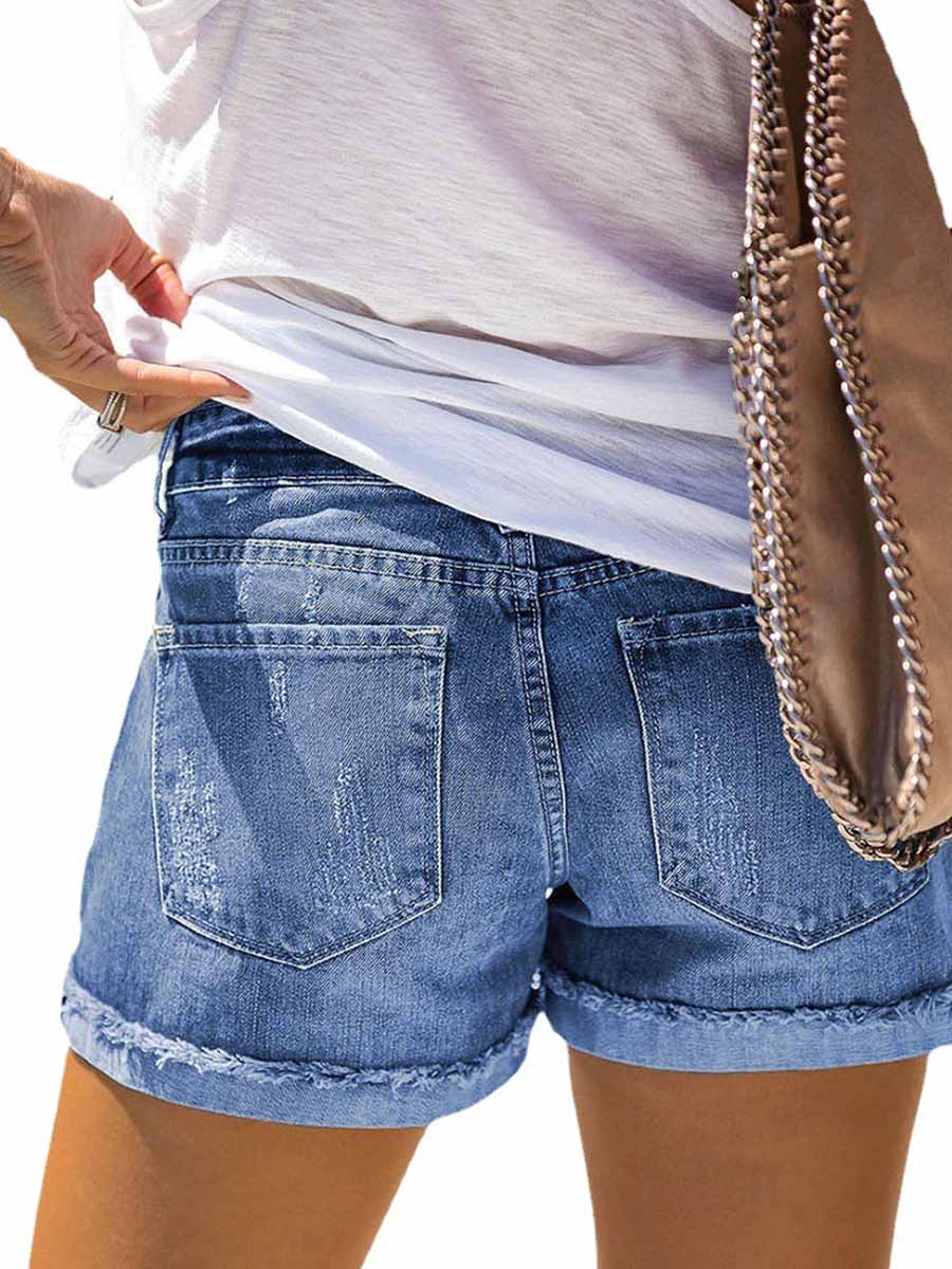 Bellevoga National Flag Torn Denim Shorts