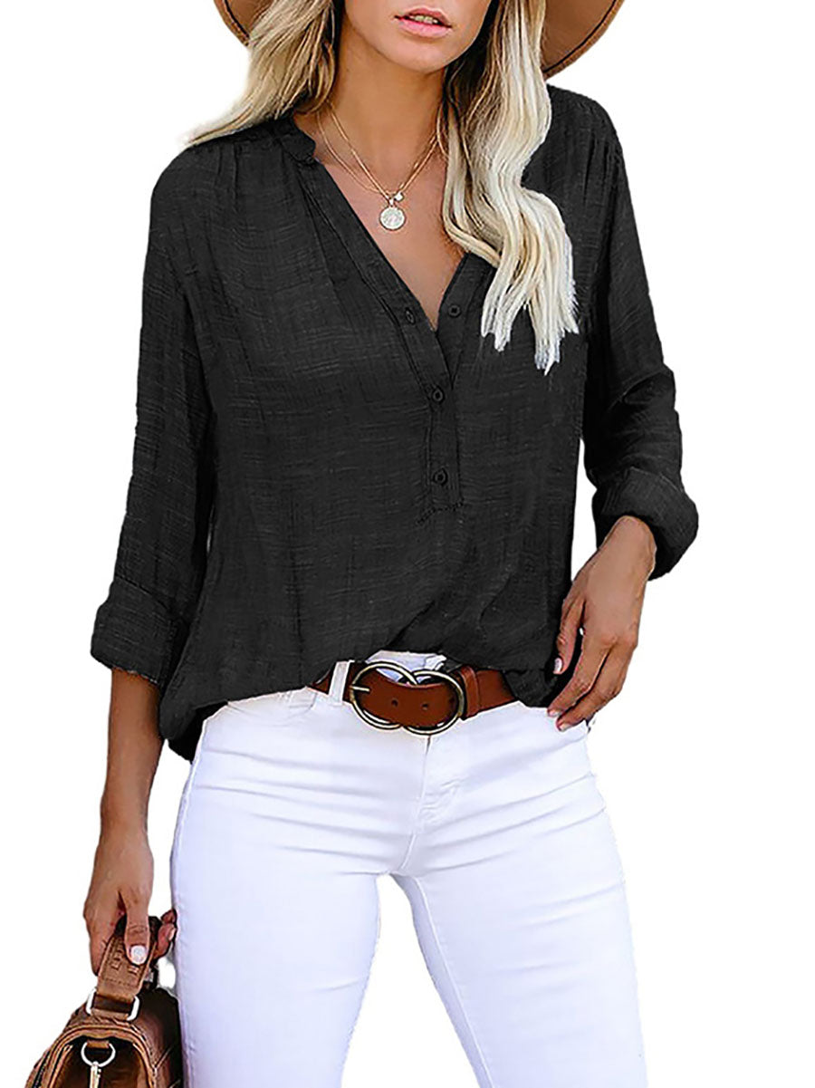 Bellevoga Loose Fashion Striped Long Sleeve Shirt(9 colors)