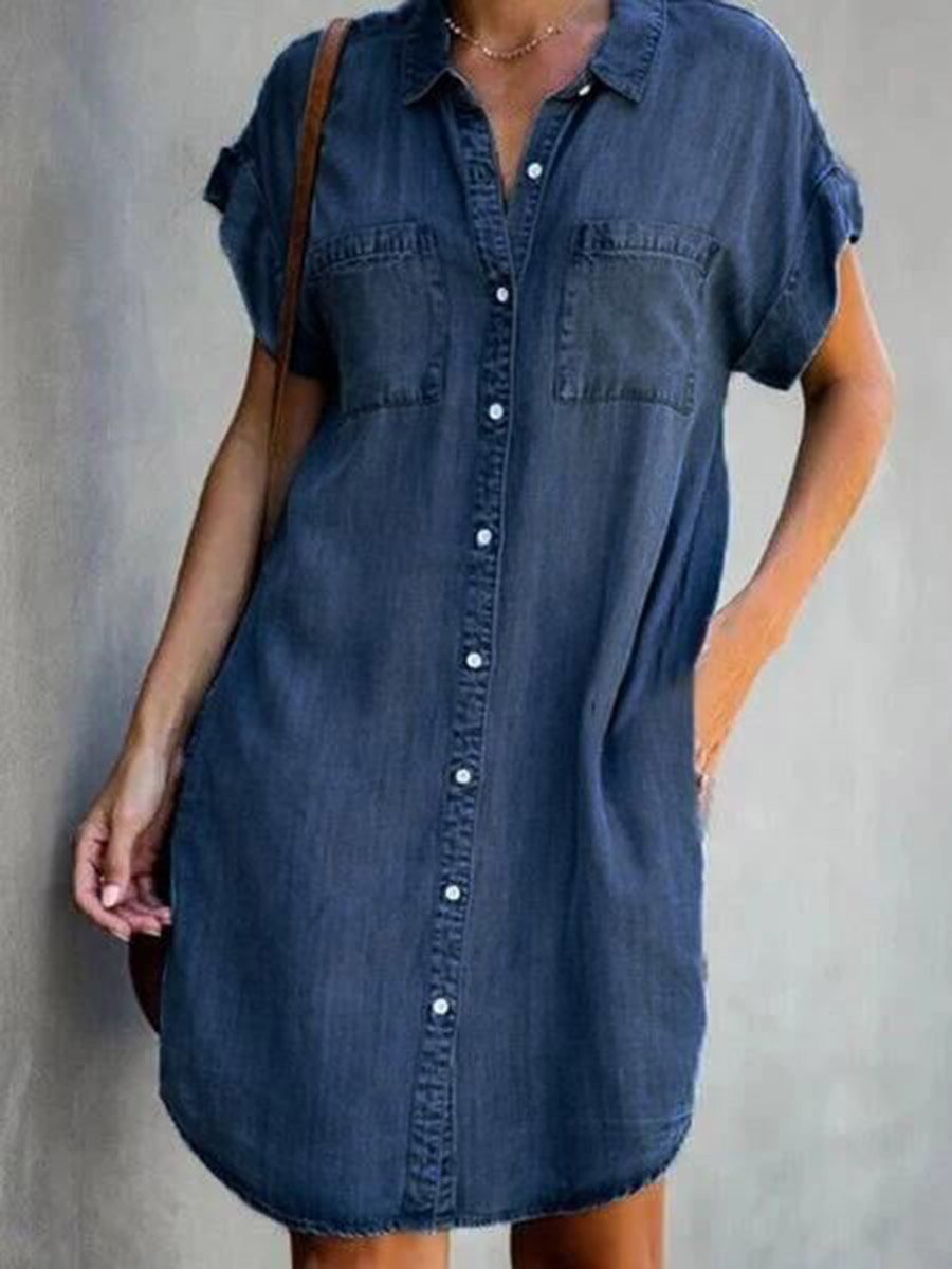 Bellevoga Button Denim Dress