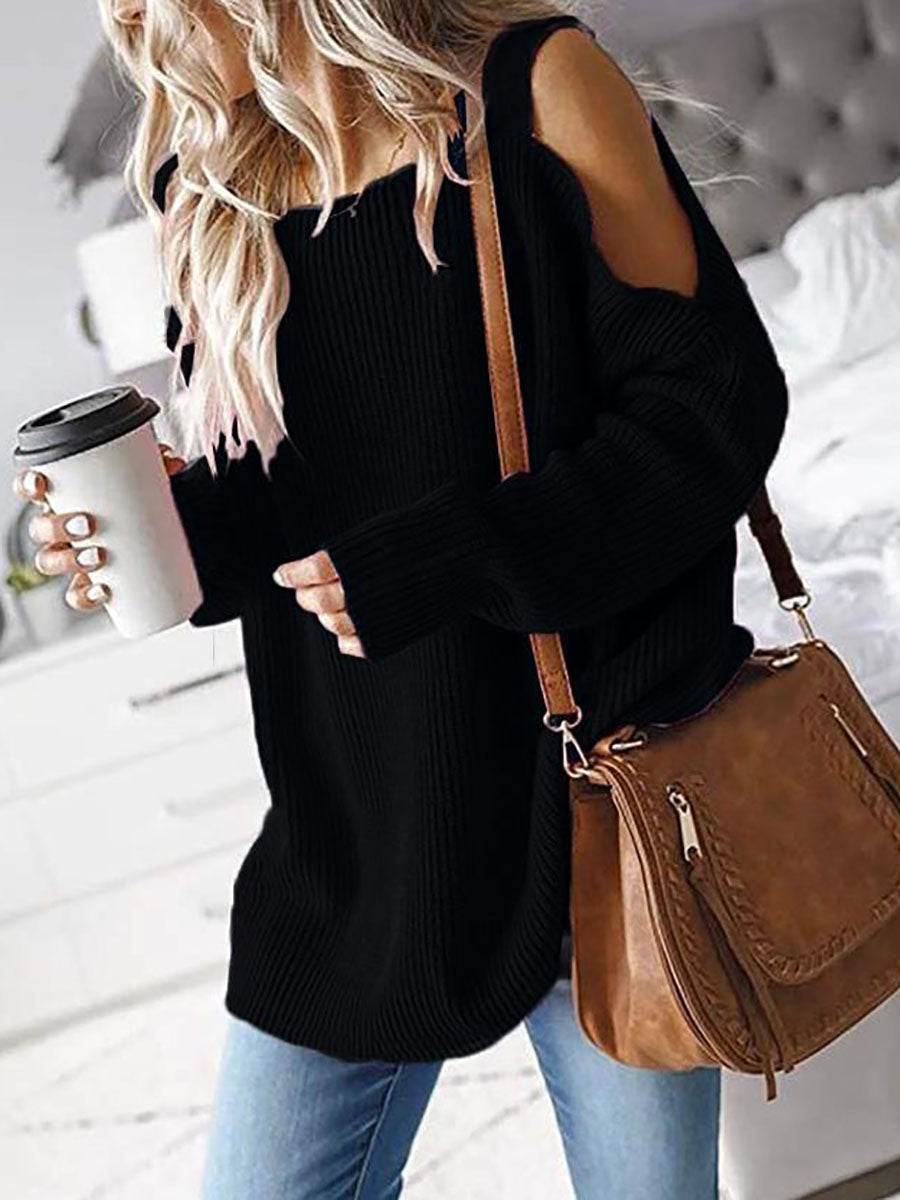 Bellevoga Cold Shoulder Knit Sweater