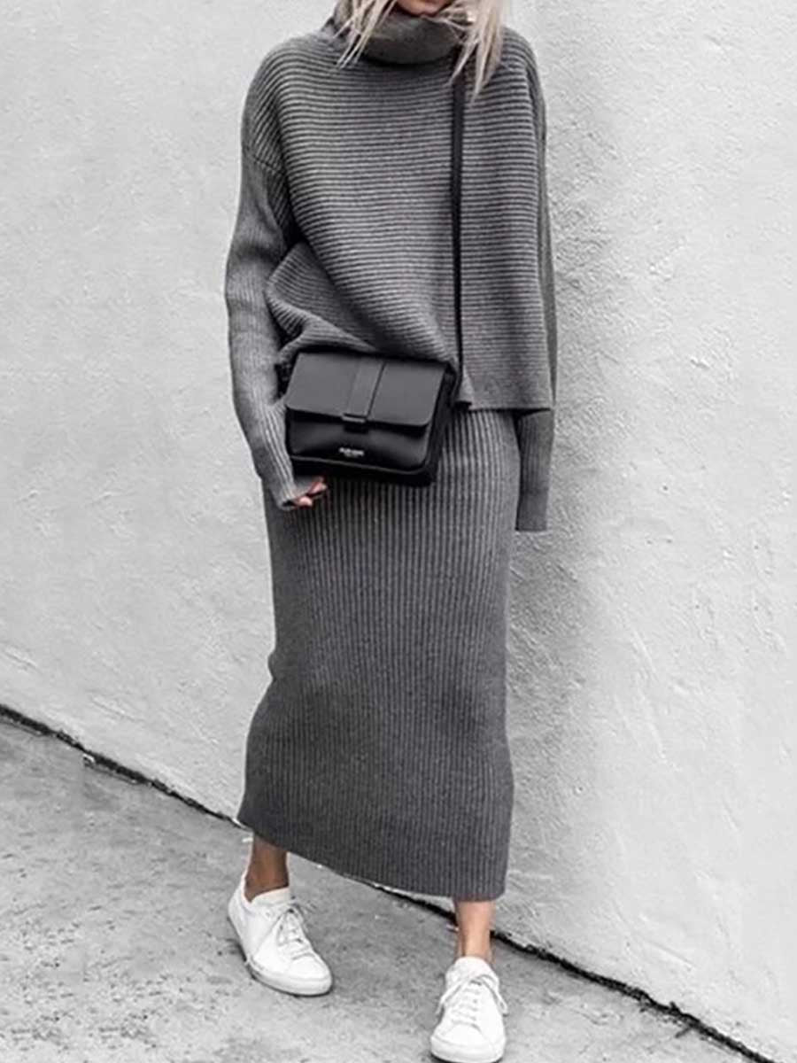 Bellevoga High Collar Knit Suit