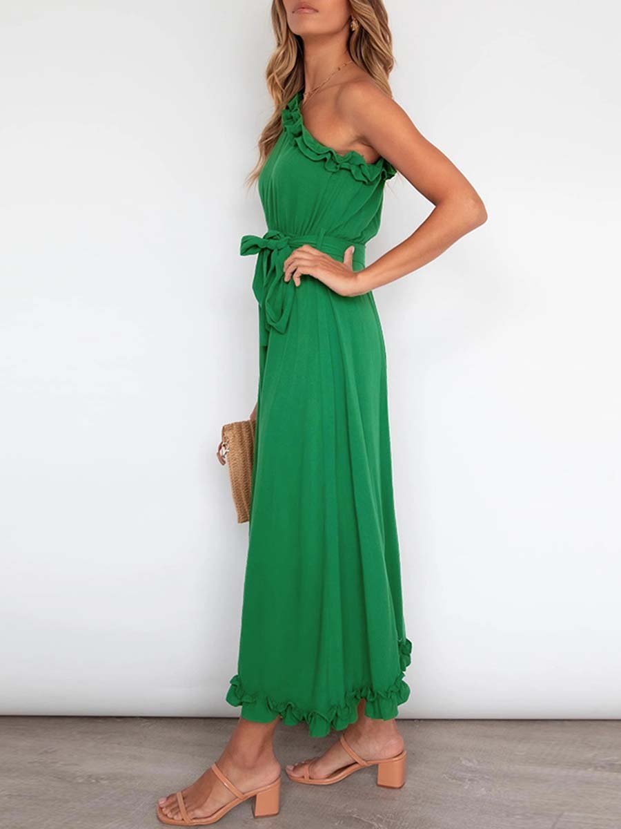 Bellevoga Ruffle One-Shoulder Dress