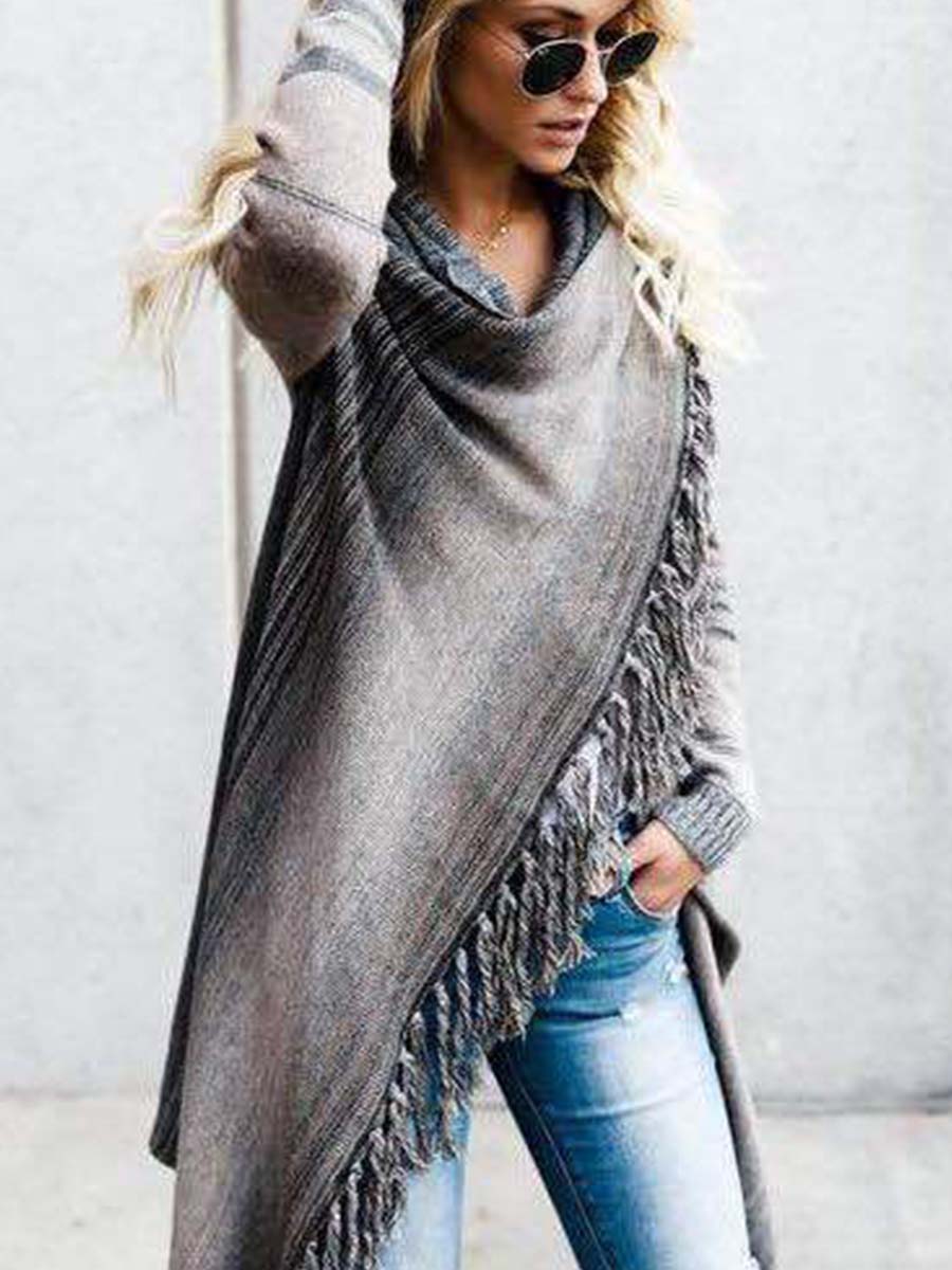 Bellevoga Striped Shawl Sweater