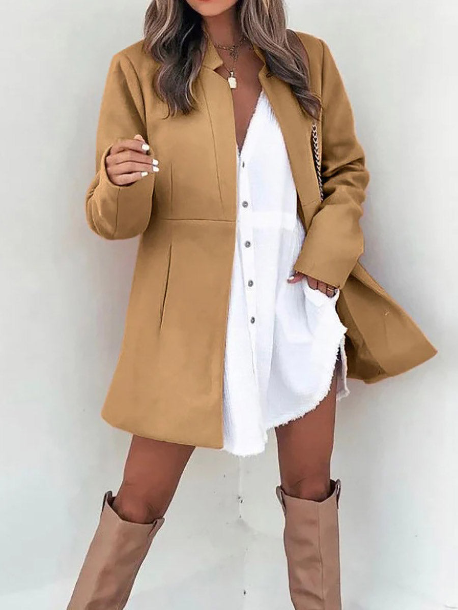 Bellevoga Retro Pocketed Heather Coat