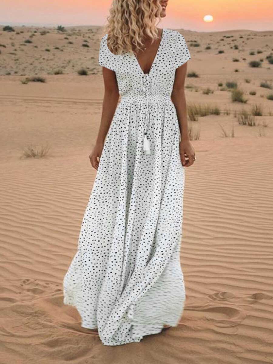 Bellevoga Polka Dot Bohemian Dress