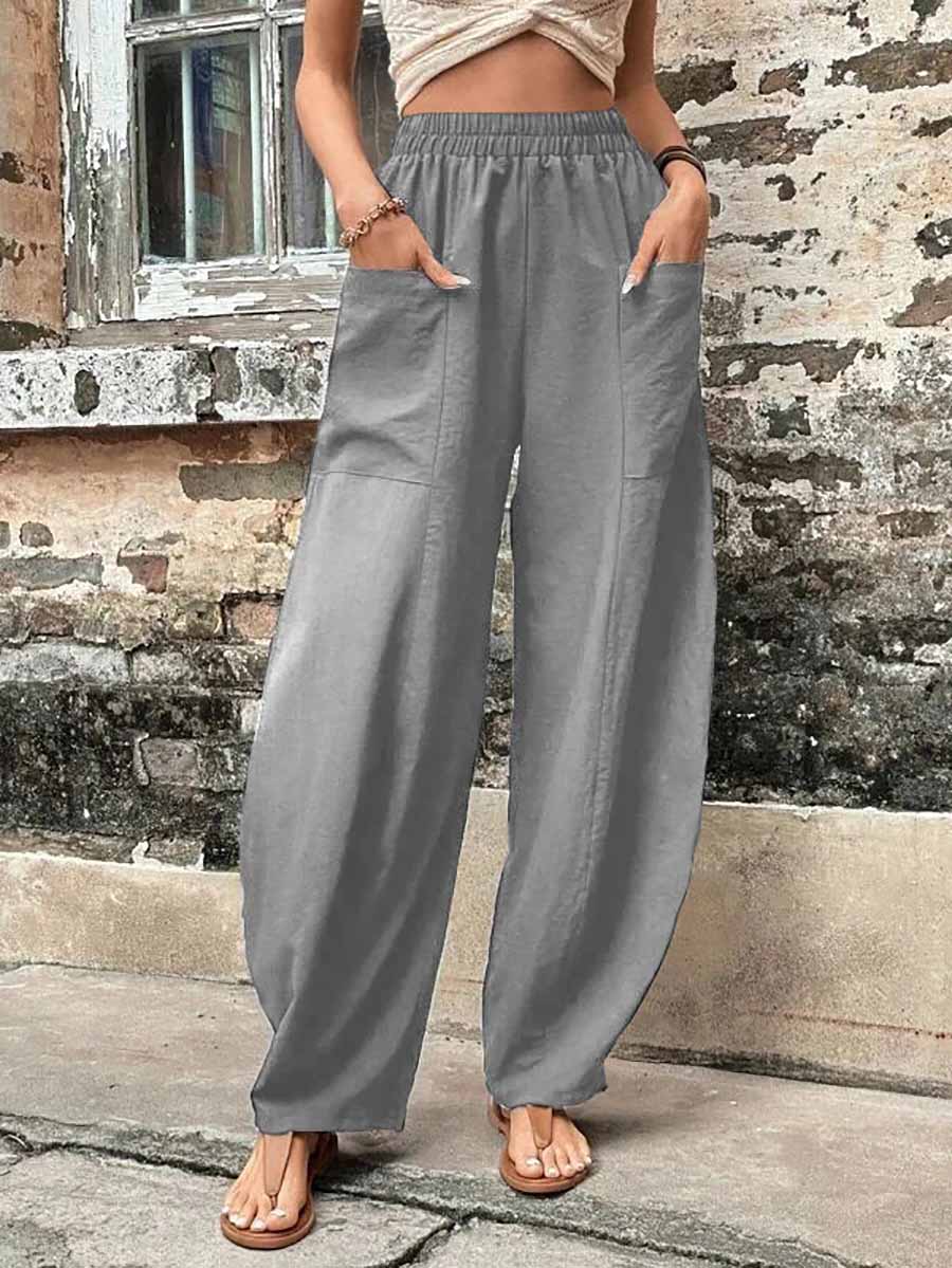 Bellevoga Solid Color Pocket Casual Pants (11 Colors)