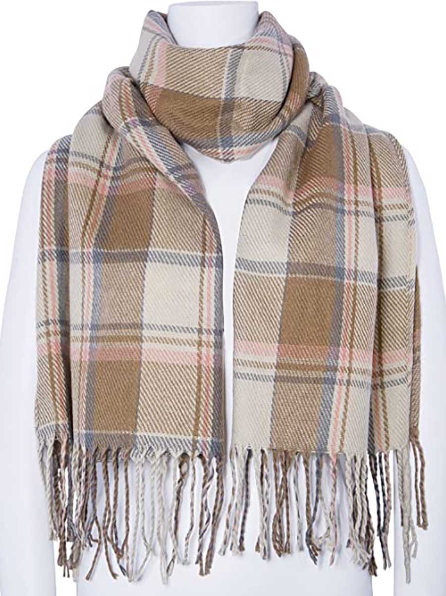 Bellevoga Warm Plaid Tassel Scarf