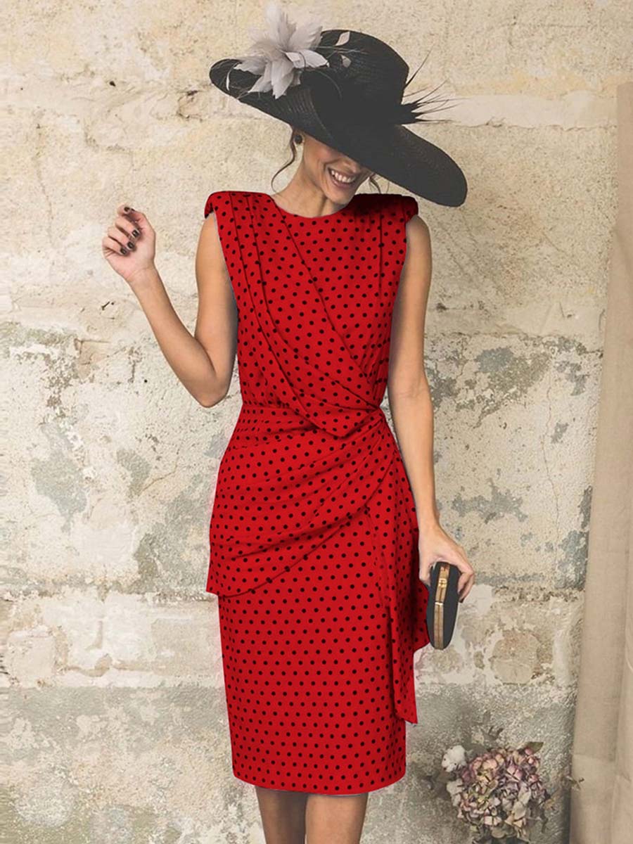 Bellevoga Sexy Dot Sleeveless Hip Dress