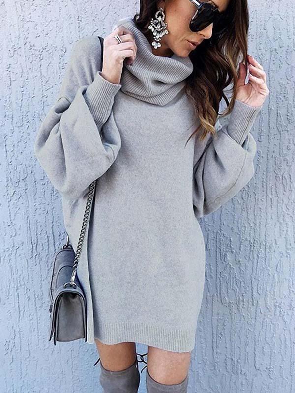 Bellevoga Loose-Fit Turtleneck Dress