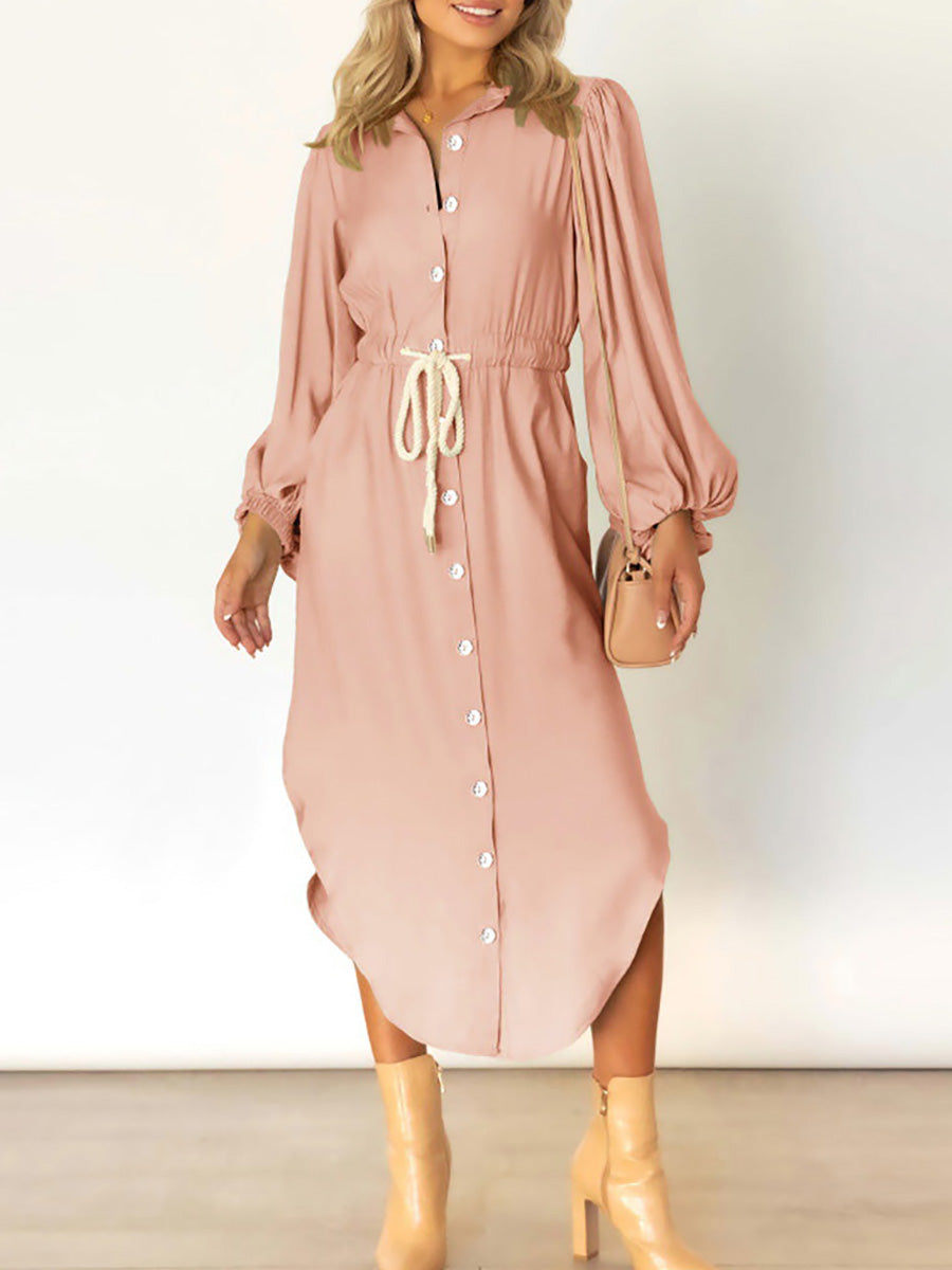 Bellevoga Long-Sleeved Waist-Skimming Dresses