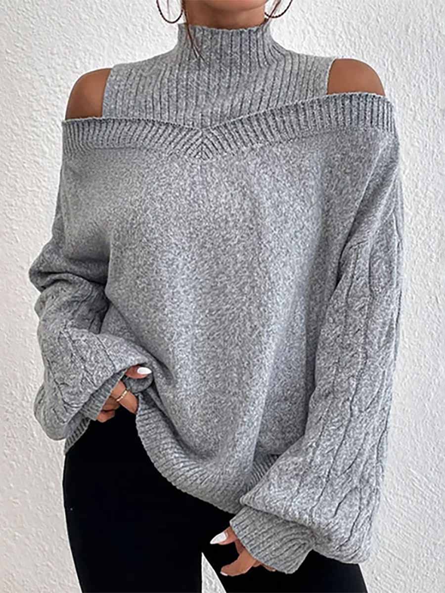 Bellevoga Drop Shoulder Lantern Sleeve Sweater