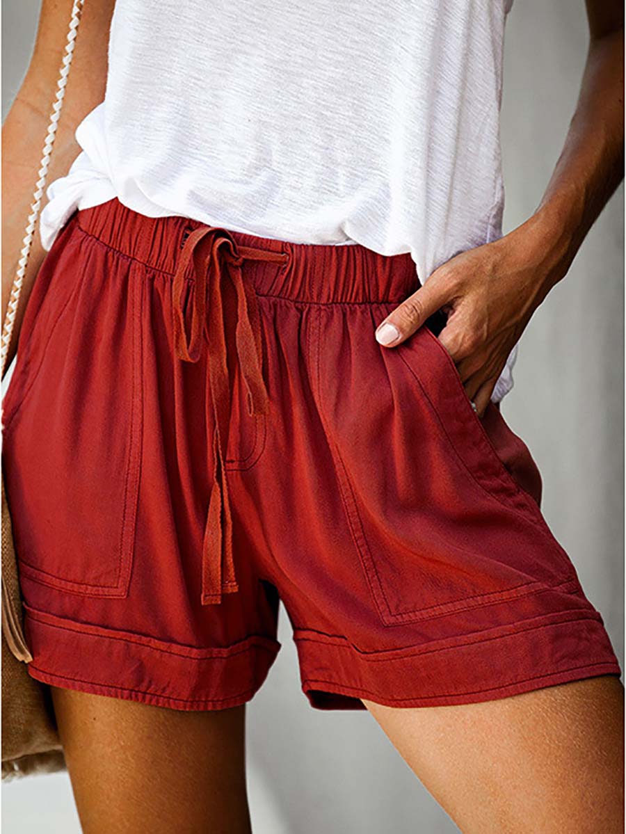 Bellevoga High-Waisted Elasticated Tie Shorts(7 Colors)