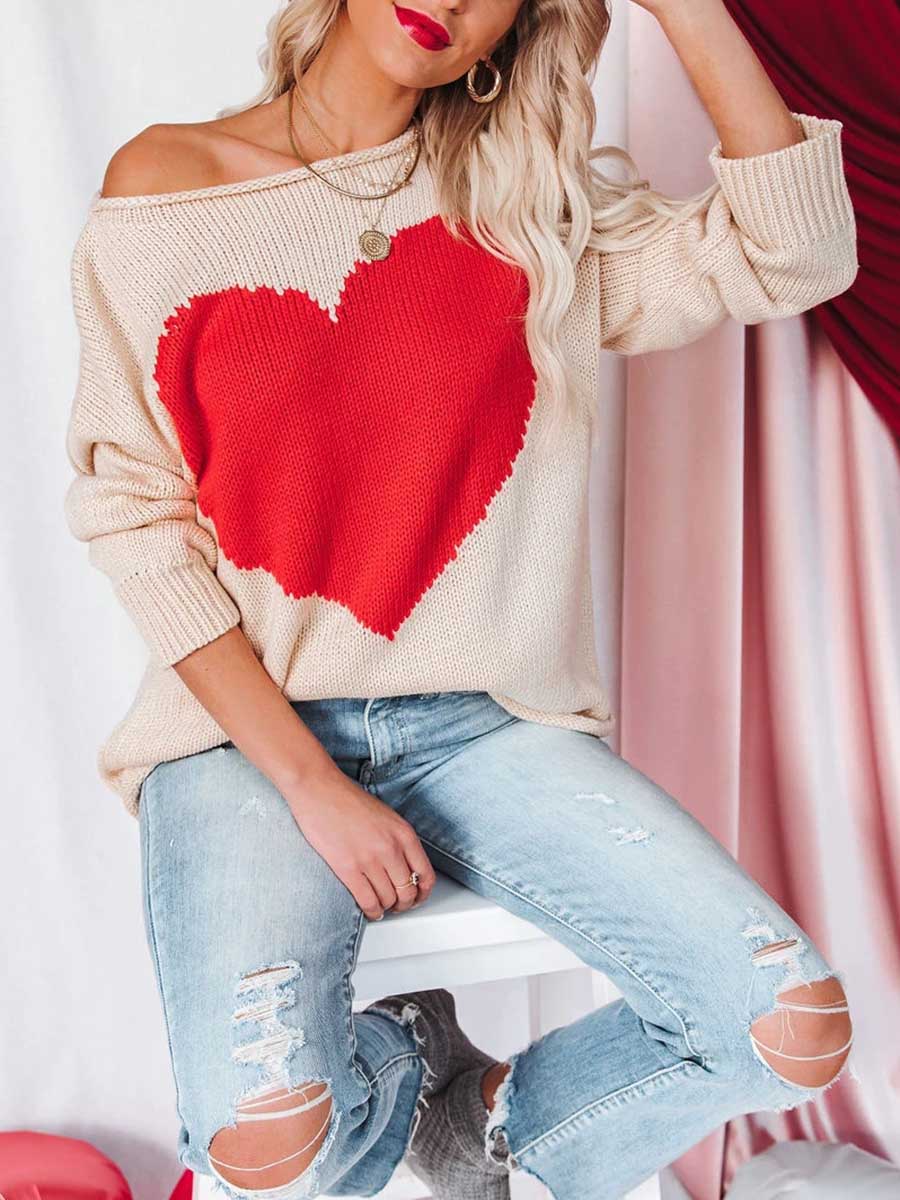 Bellevoga Red Love Sweater