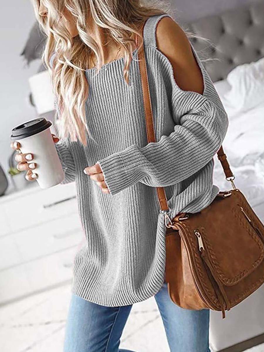 Bellevoga Cold Shoulder Knit Sweater