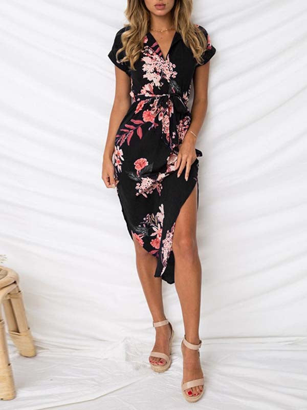 Bellevoga Trendy Printed Asymmetrical Dress