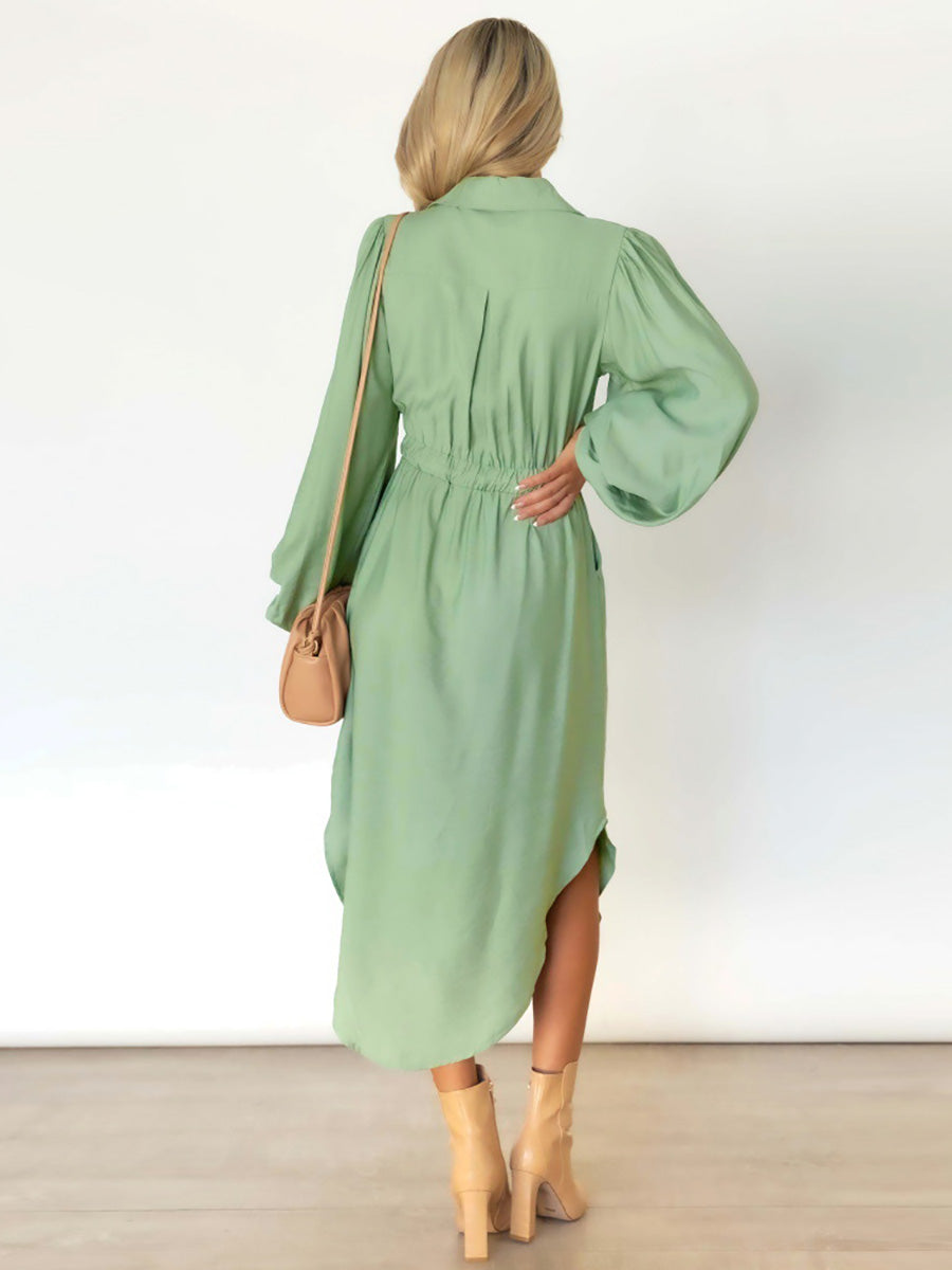 Bellevoga Long-Sleeved Waist-Skimming Dresses