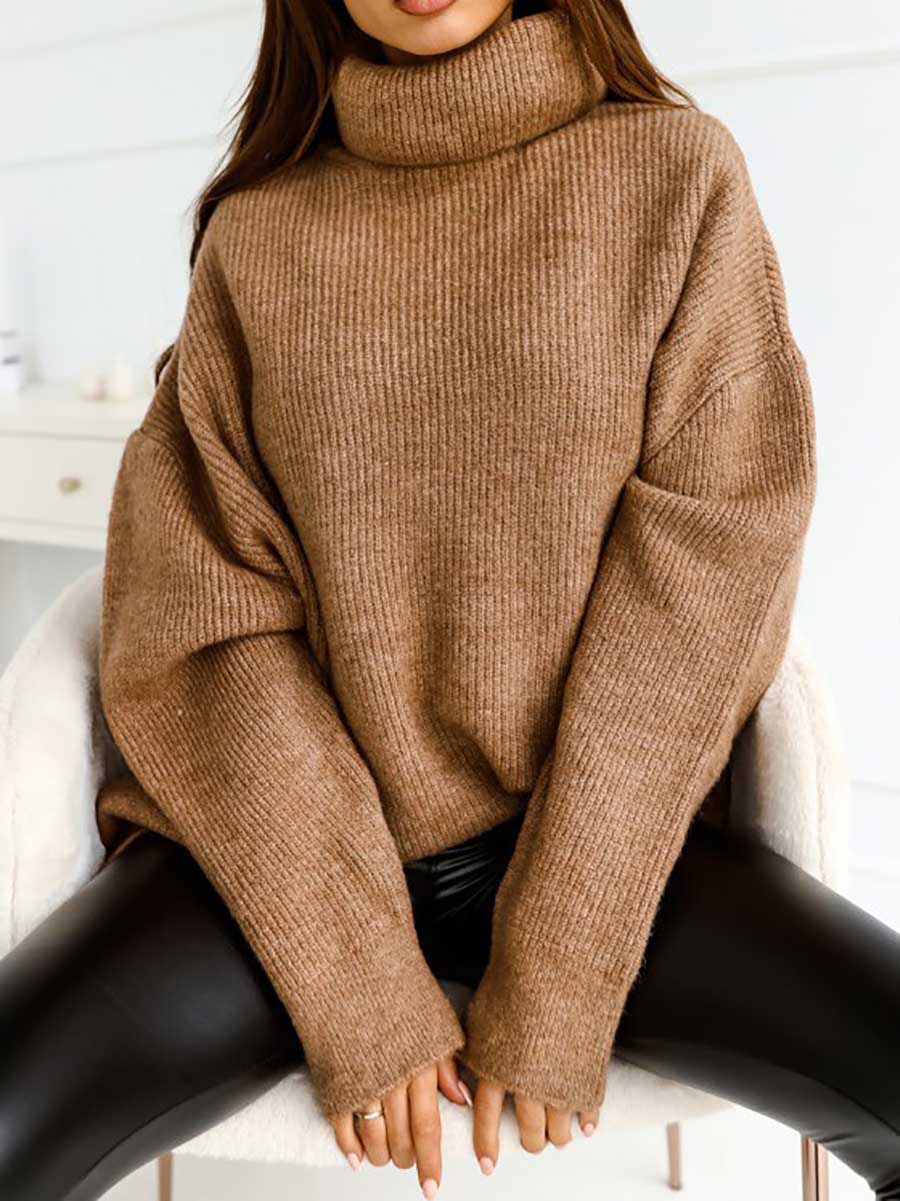 Bellevoga Solid Color Turtleneck Knit Sweater(11 colors)