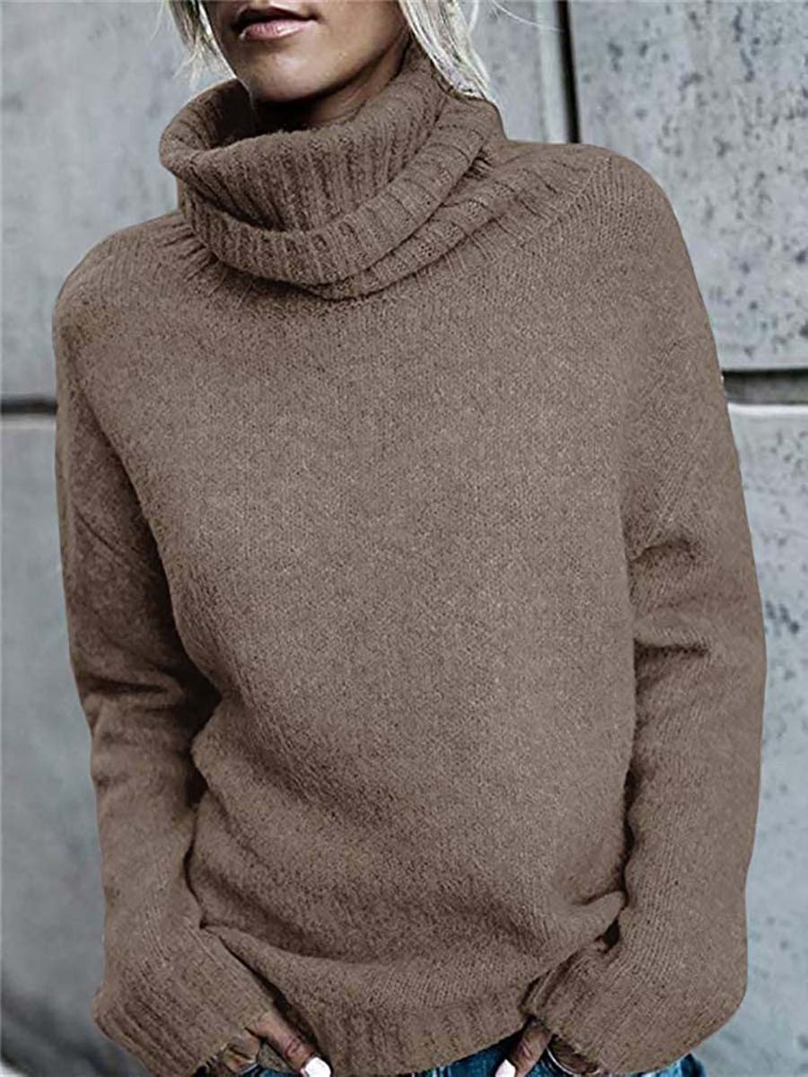 Bellevoga Solid Color Turtleneck Long Sleeve Sweater(6 colors)