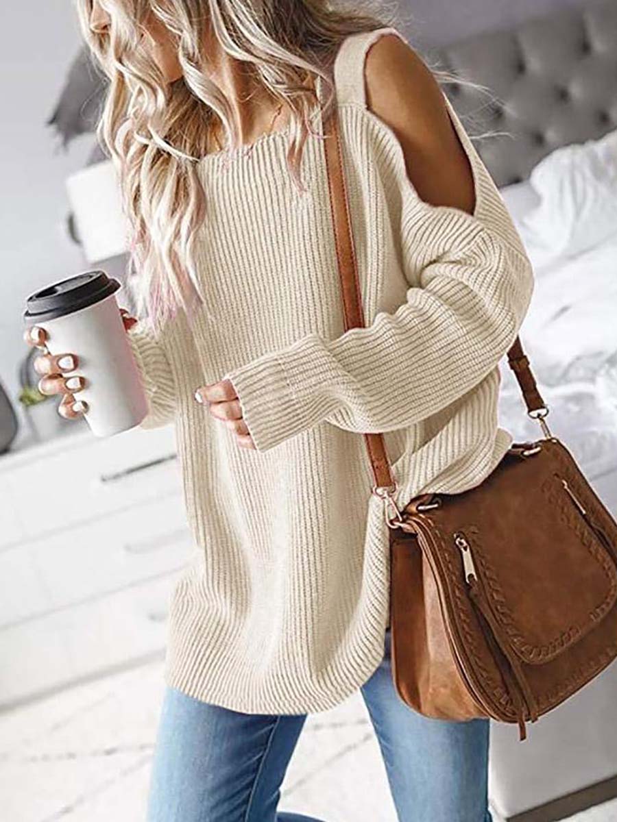 Bellevoga Cold Shoulder Knit Sweater