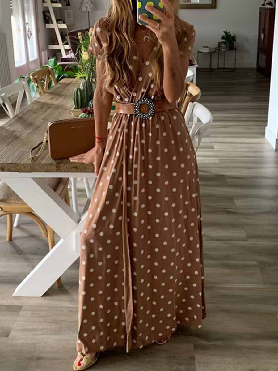 Bellevoga Polka Dot Long Dress