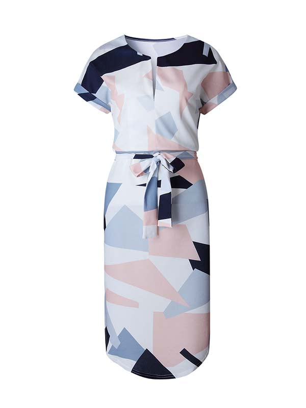 Bellevoga Trendy Printed Asymmetrical Dress