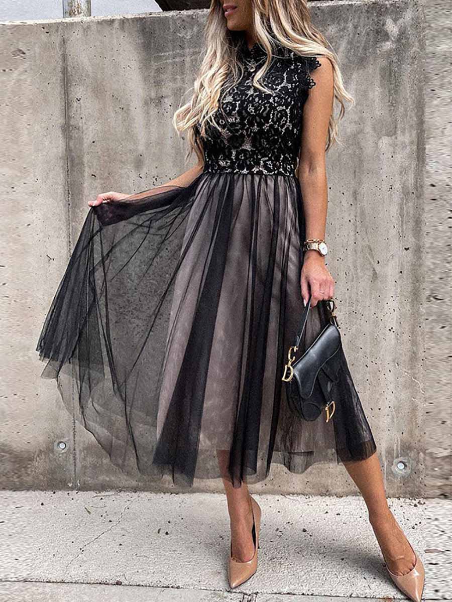 Bellevoga Sweet Lace Midi Dress